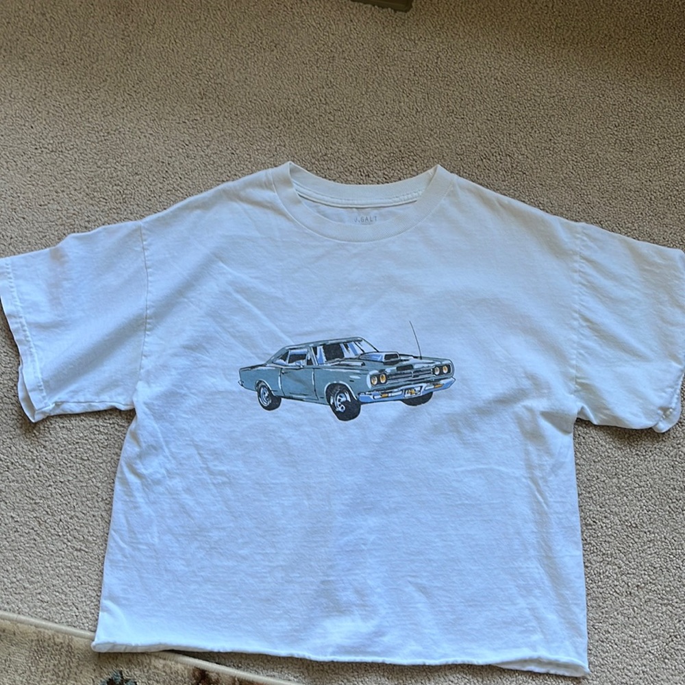 John Galt white crop tee shirt